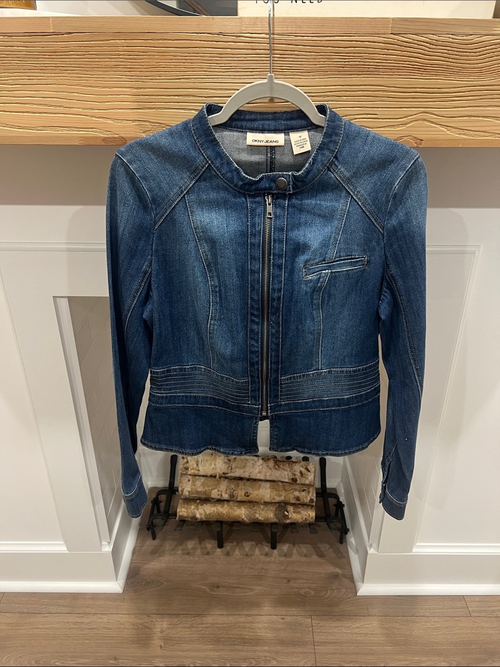 DKNY Blue Denim Zip-Front Jacket